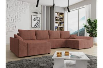 Midfeld 4-seter U-formet Hjørnesovesofa med Oppbevaring i Stoff - Terrakotta - Møbler - Sofaer - Sovesofaer