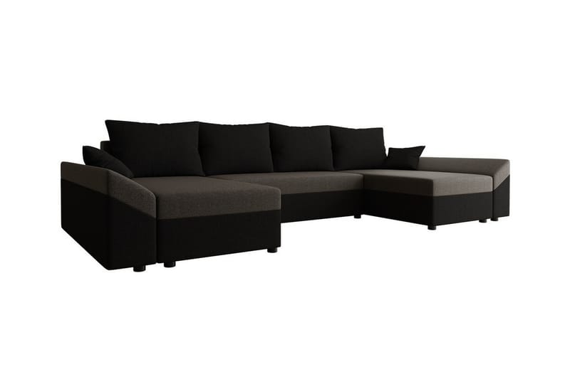 Midfeld 4-seters Hjørnesovesofa - Brun/Svart - Møbler - Sofaer - Sovesofaer