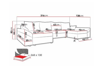Midfeld 4-seters Hjørnesovesofa - Lysegrå - Møbler - Sofaer - Sovesofaer