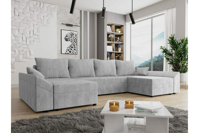Midfeld 4-seters Hjørnesovesofa - Lysegrå - Møbler - Sofaer - Sovesofaer