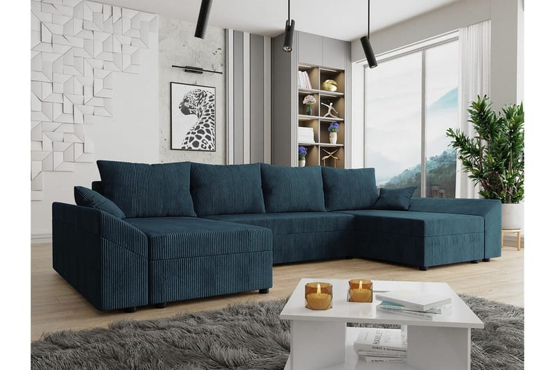 Midfeld 4-seters Hjørnesovesofa - Mørkeblå - Møbler - Sofaer - Sovesofaer