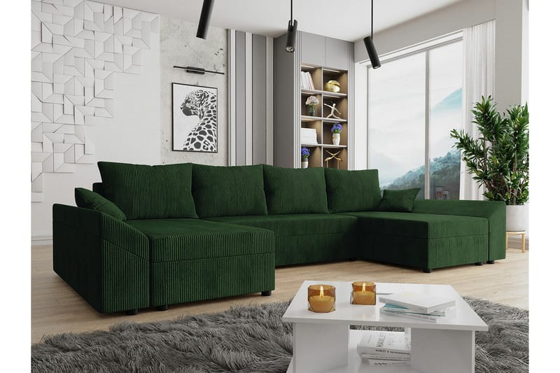 Midfeld 4-seters Hjørnesovesofa - Mørkegrønn - Møbler - Sofaer - Sovesofaer