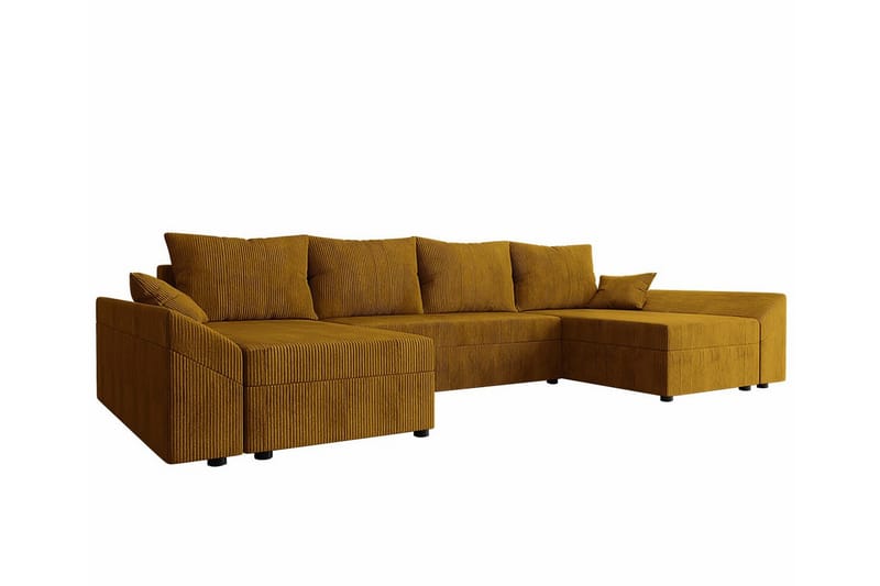Midfeld 4-seters Hjørnesovesofa - Mørkegul - Møbler - Sofaer - Sovesofaer