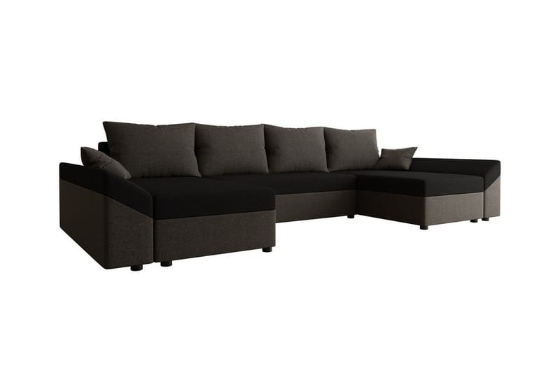 Midfeld 4-seters Hjørnesovesofa - Mörkbrun/Svart - Møbler - Sofaer - Sovesofaer