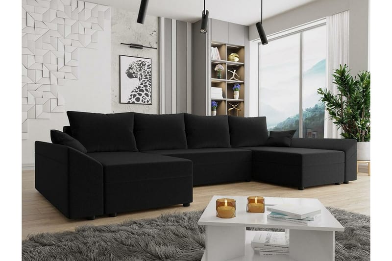 Midfeld 4-seters Hjørnesovesofa - Svart - Møbler - Sofaer - Sovesofaer