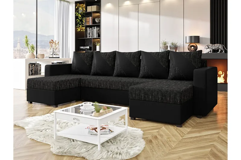 Midfeld 4-sits Hörnbäddsoffa Black - Møbler - Sofaer - Sovesofaer