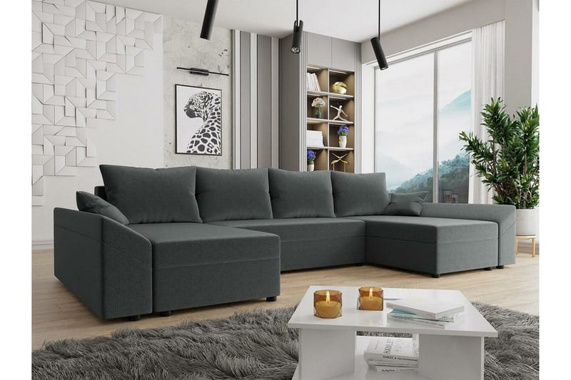 Midfeld 4-sits Hörnbäddsoffa Dark grey - Møbler - Sofaer - Sovesofaer
