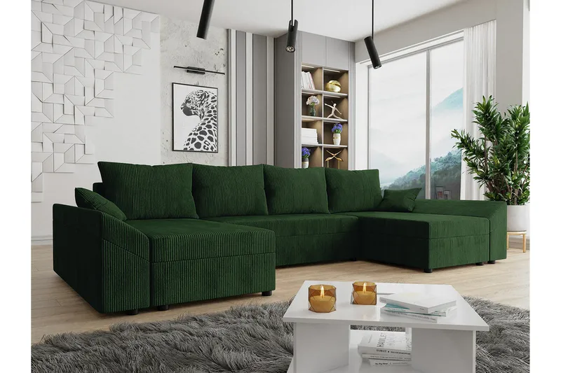 Midfeld 4-sits Hörnbäddsoffa NO_BRAND Dark green - Møbler - Sofaer - Sovesofaer