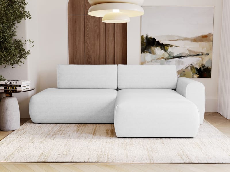 Milias 3-seters sovesofa med sjeselong til høyre og oppbevaring - Hvit - Møbler - Sofaer - Sovesofaer