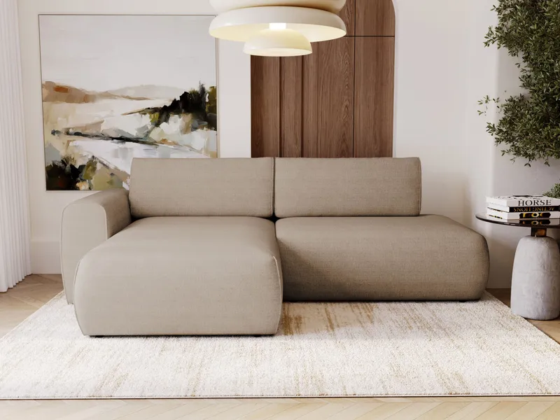 Milias 3-seters sovesofa med sjeselong til venstre og oppbevaring - Mørk beige - Møbler - Sofaer - Sovesofaer