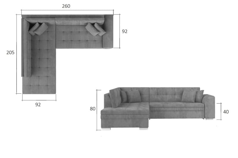 Moclino Hjørnesovesofa - Blå - Sovesofaer - Hjørnesovesofa