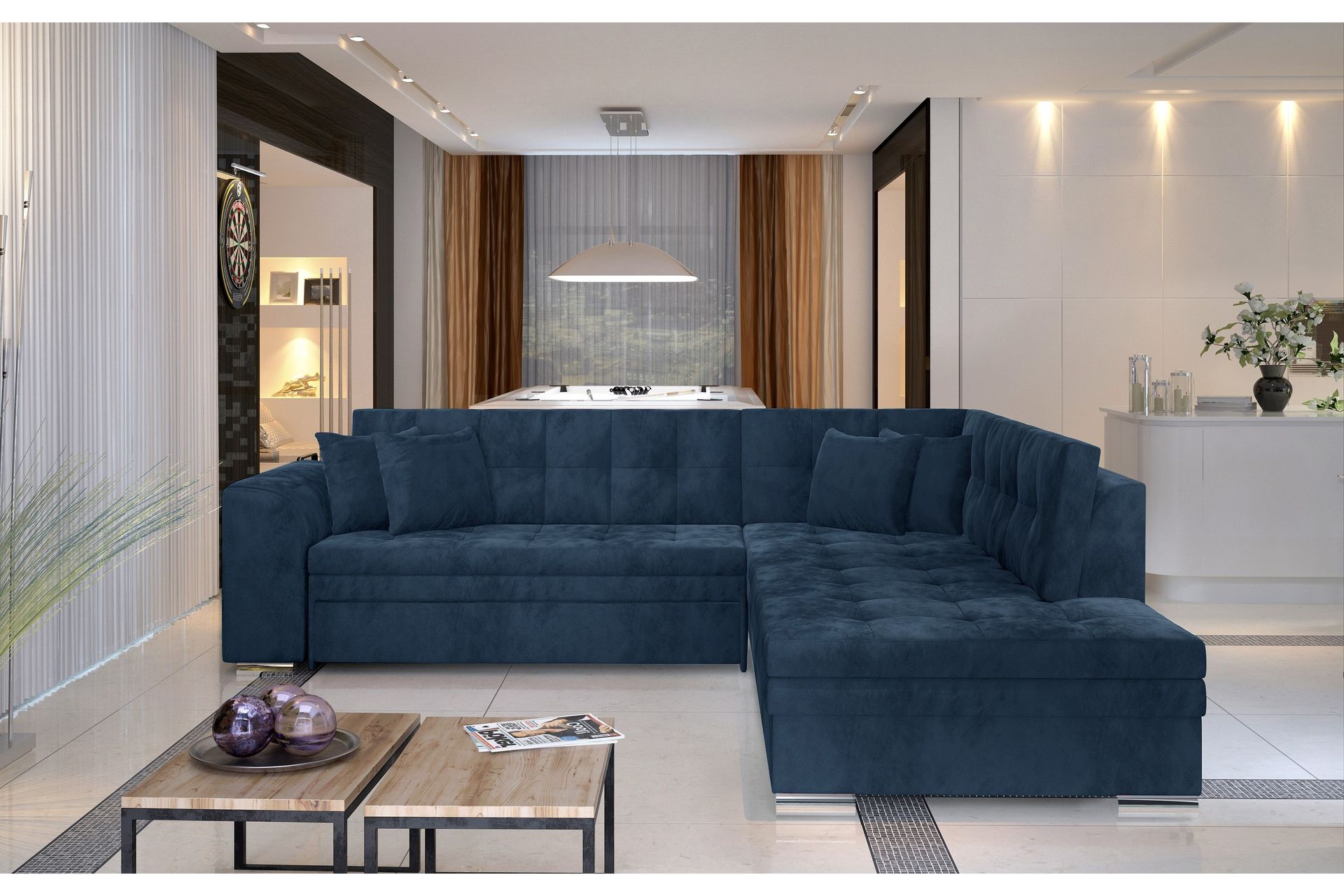 Moclino Hjørnesovesofa - Blå - Møbler - Sofaer - Sovesofaer