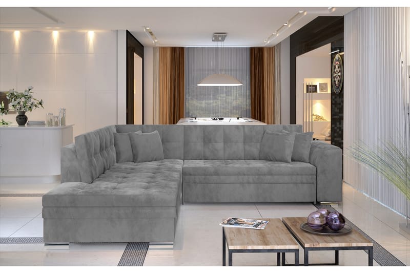 Moclino Hjørnesovesofa - Grå - Møbler - Sofaer - Sofa med sjeselong - 4 seters sofa med divan