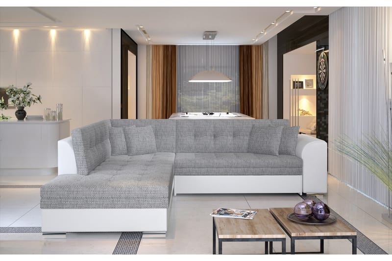 Moclino Hjørnesovesofa - Grå/Hvit - Møbler - Sofaer - Sovesofaer