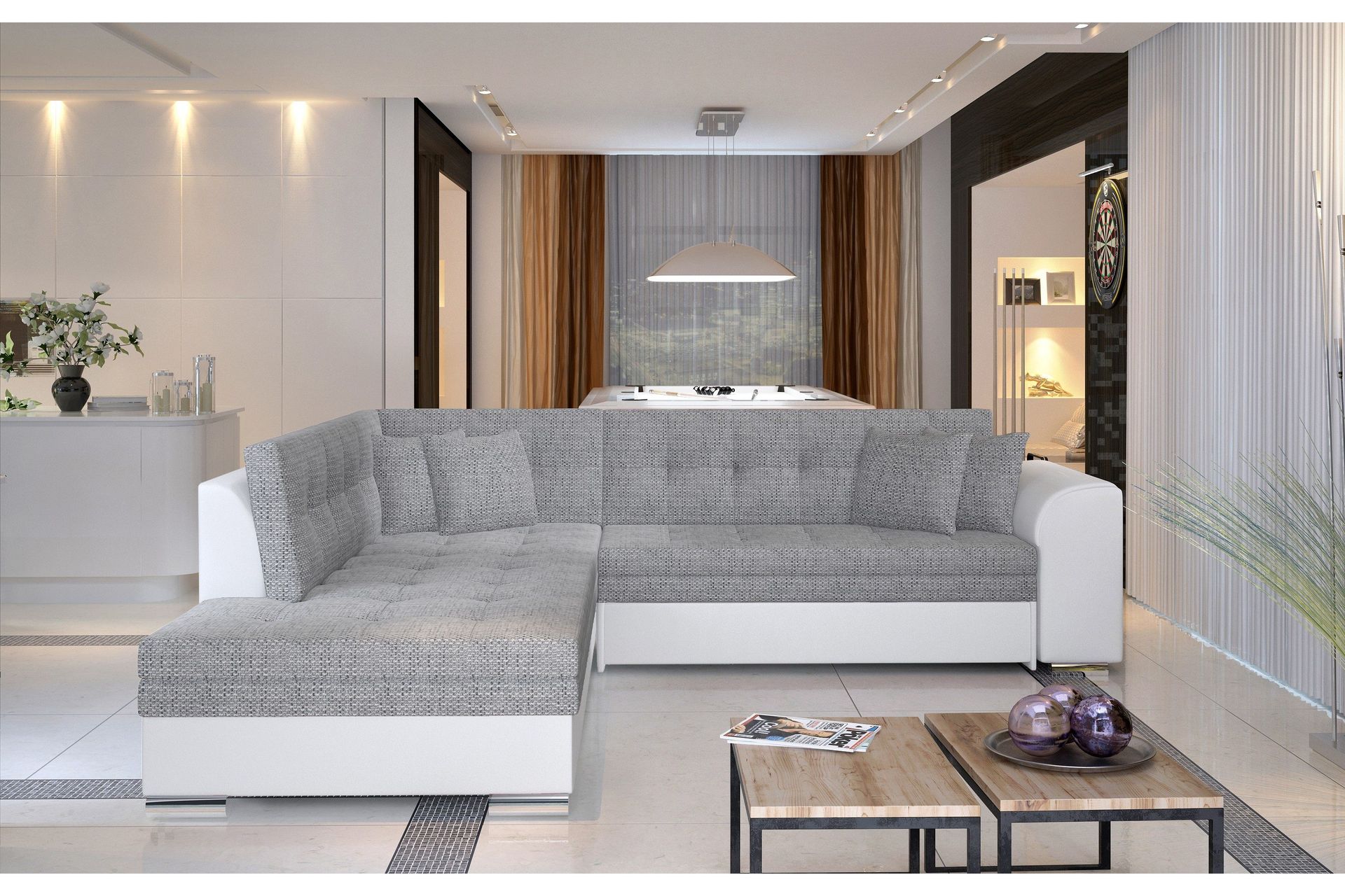 Moclino Hjørnesovesofa - Grå/Hvit
