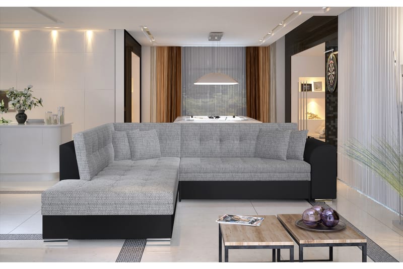 Moclino Hjørnesovesofa - Grå/Svart - Møbler - Sofaer - Sovesofaer