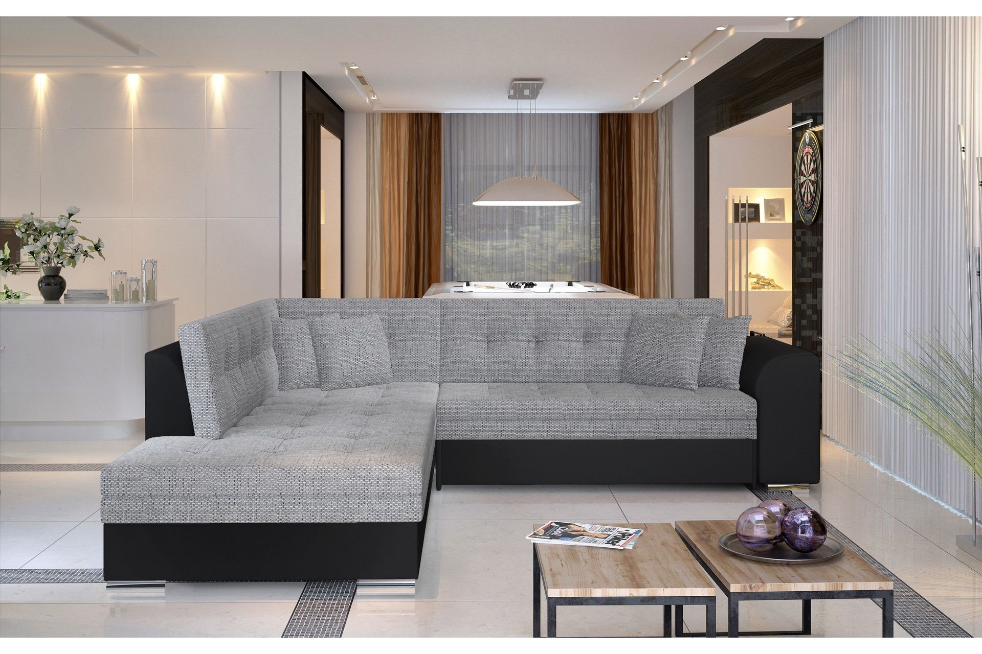 Moclino Hjørnesovesofa - Grå/Svart
