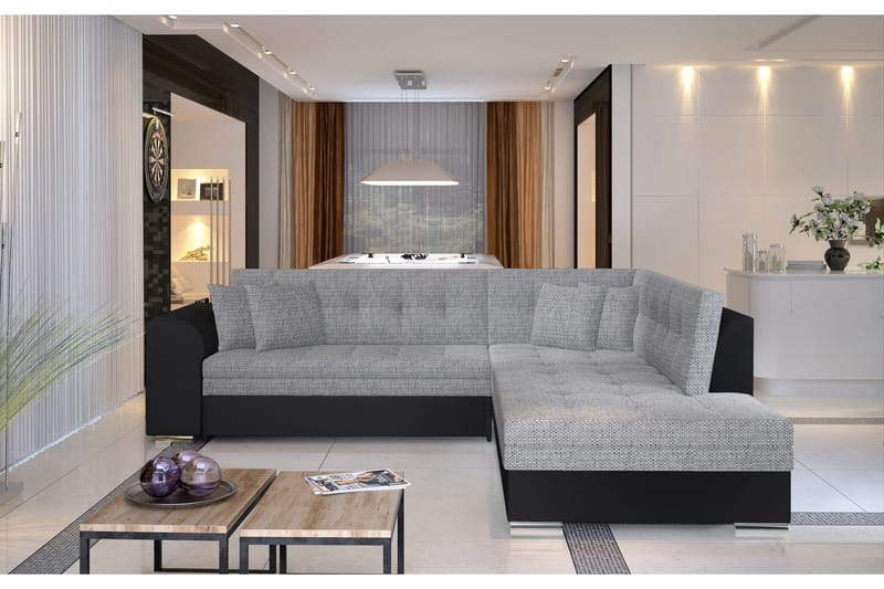 Moclino Hjørnesovesofa - Grå/Svart - Møbler - Sofaer - Sovesofaer
