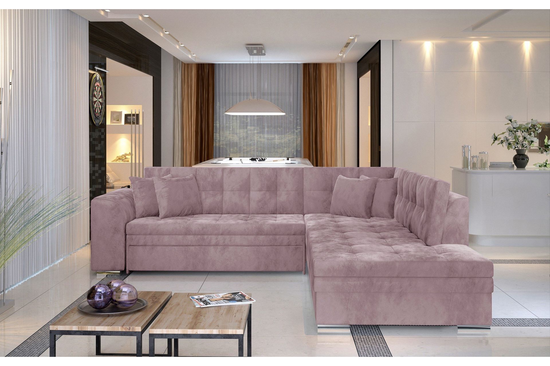 Moclino Hjørnesovesofa - Rosa