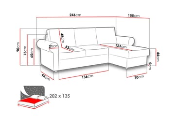 Monaco Hjørnesofa - Blå - Møbler - Sofaer - Sovesofaer