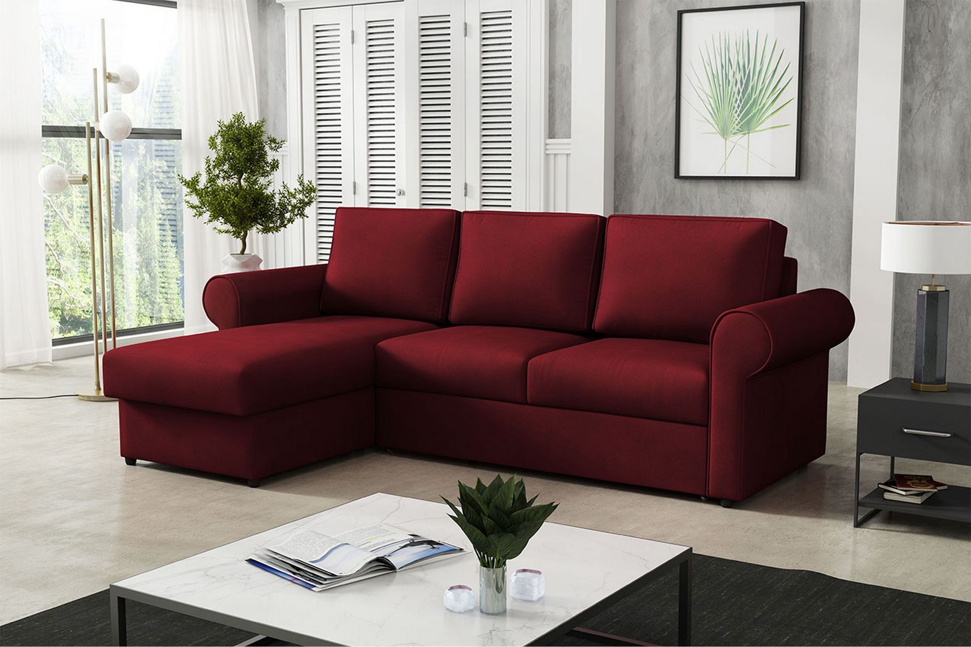 Monaco Hjørnesofa - Vinrød - Møbler - Sofaer - Sovesofaer