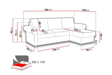 Monaco Hjørnesofa - Vinrød - Møbler - Sofaer - Sovesofaer