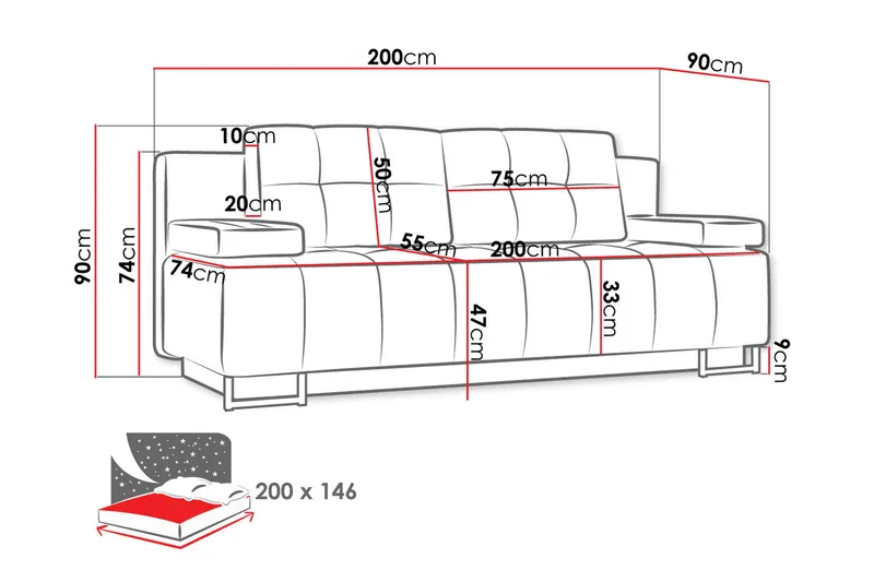 Morenia 3-seter Sovesofa - Brun - Møbler - Sofaer - Sovesofaer