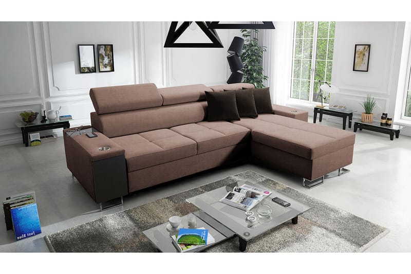 Morenia 3-seters Hjørnesovesofa Høyre - Brun - Møbler - Sofaer - Sovesofaer