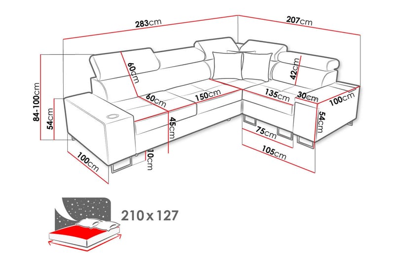 Morenia 3-seters Hjørnesovesofa Høyre - Lysegrå - Møbler - Sofaer - Sovesofaer