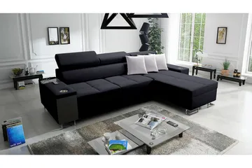 Morenia 3-seters Hjørnesovesofa Høyre - Svart - Møbler - Sofaer - Sovesofaer
