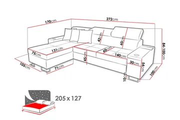 Morenia 3-seters Hjørnesovesofa Høyre - Svart - Møbler - Sofaer - Sovesofaer