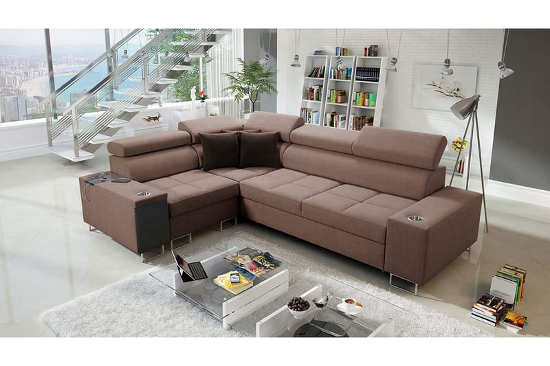 Morenia 3-seters Hjørnesovesofa Venstre - Brun - Møbler - Sofaer - Sovesofaer