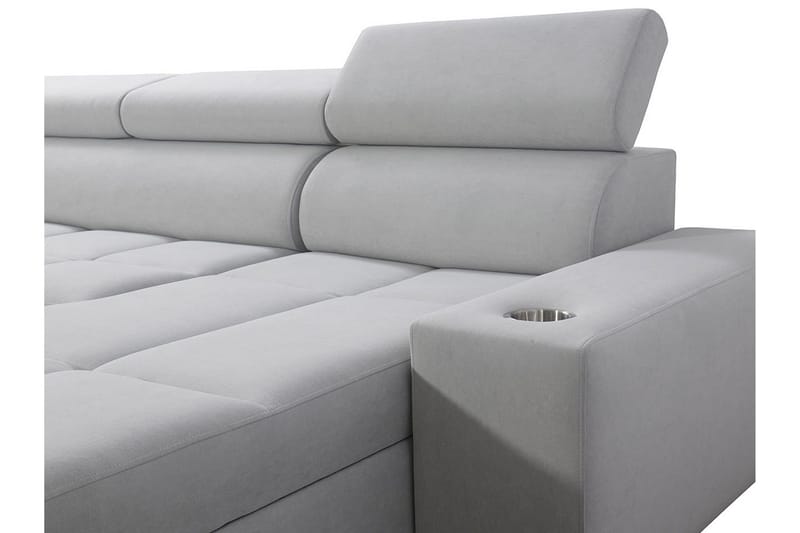 Morenia 4-seter Høyrevendt Sovesofa 127x258 cm med Oppbevaring i Fløyel - Lysegrå - Møbler - Sofaer - Sovesofaer