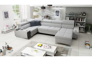 Morenia 4-seter Høyrevendt Sovesofa 127x258 cm med Oppbevaring i Fløyel - Lysegrå - Møbler - Sofaer - Sovesofaer