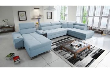 Morenia 4-seter Sovesofa 127x195 cm med Oppbevaring i Fløyel - Blå - Møbler - Sofaer - Sovesofaer