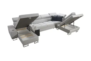 Morenia 4-seter Sovesofa 127x195 cm med Oppbevaring i Fløyel - Blå - Møbler - Sofaer - Sovesofaer