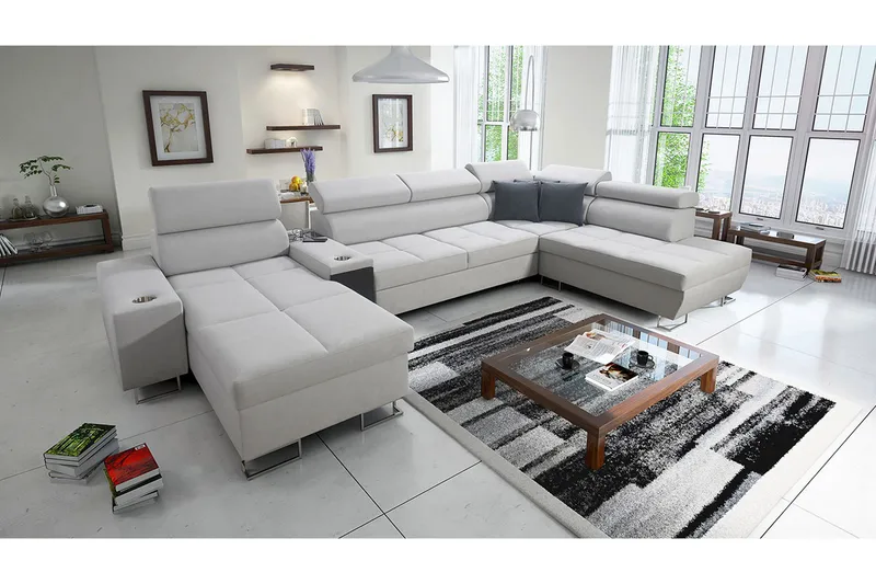 Morenia 4-seter Sovesofa 127x195 cm med Oppbevaring i Fløyel - Hvit - Møbler - Sofaer - Sovesofaer