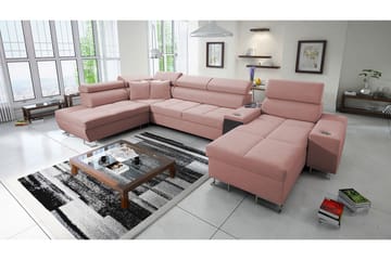 Morenia 4-seter Sovesofa 127x195 cm med Oppbevaring i Fløyel - Rosa - Møbler - Sofaer - Sovesofaer