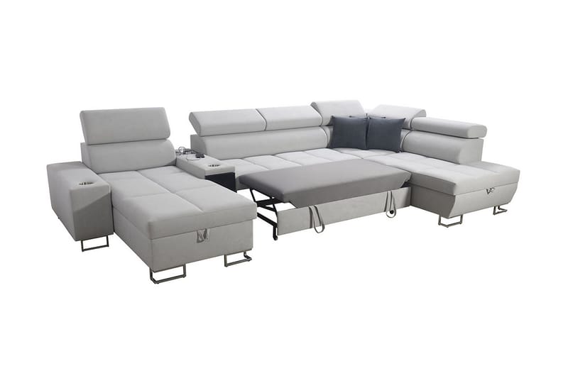 Morenia 4-seter Sovesofa 127x195 cm med Oppbevaring i Fløyel - Rosa - Møbler - Sofaer - Sovesofaer