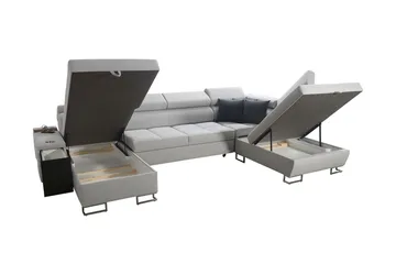 Morenia 4-seter Venstrevendt Sovesofa 127x284 cm med Oppbevaring i Fløyel - Lysegrå - Møbler - Sofaer - Sovesofaer