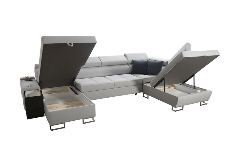 Morenia 4-seter Venstrevendt Sovesofa 127x284 cm med Oppbevaring i Fløyel - Lysegrå - Møbler - Sofaer - Sovesofaer