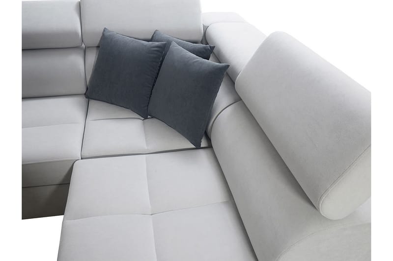 Morenia 4-seter Venstrevendt Sovesofa 127x284 cm med Oppbevaring i Fløyel - Lysegrå - Møbler - Sofaer - Sovesofaer