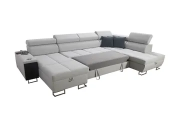 Morenia 4-seter Venstrevendt Sovesofa 127x284 cm med Oppbevaring i Fløyel - Lysegrå - Møbler - Sofaer - Sovesofaer