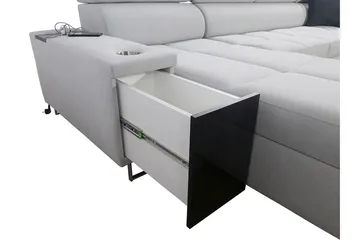 Morenia 4-seter Venstrevendt Sovesofa 127x284 cm med Oppbevaring i Fløyel - Lysegrå - Møbler - Sofaer - Sovesofaer