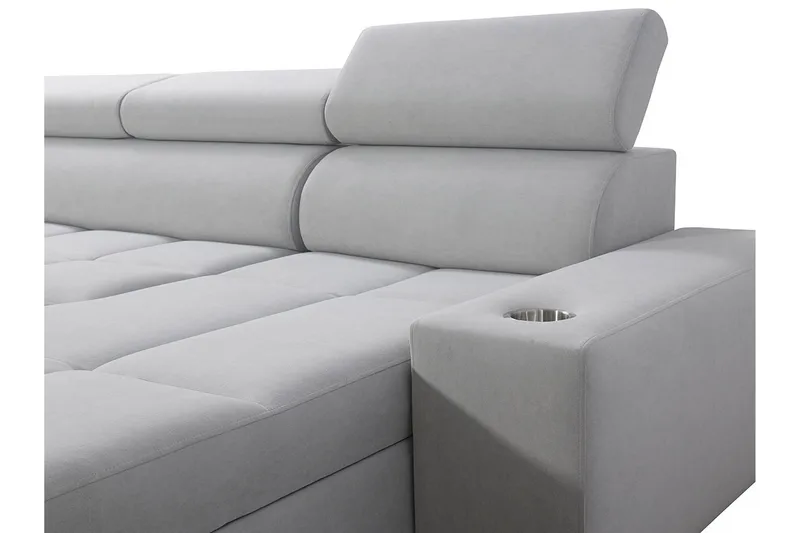 Morenia 4-seter Venstrevendt Sovesofa 127x284 cm med Oppbevaring i Fløyel - Lysegrå - Møbler - Sofaer - Sovesofaer