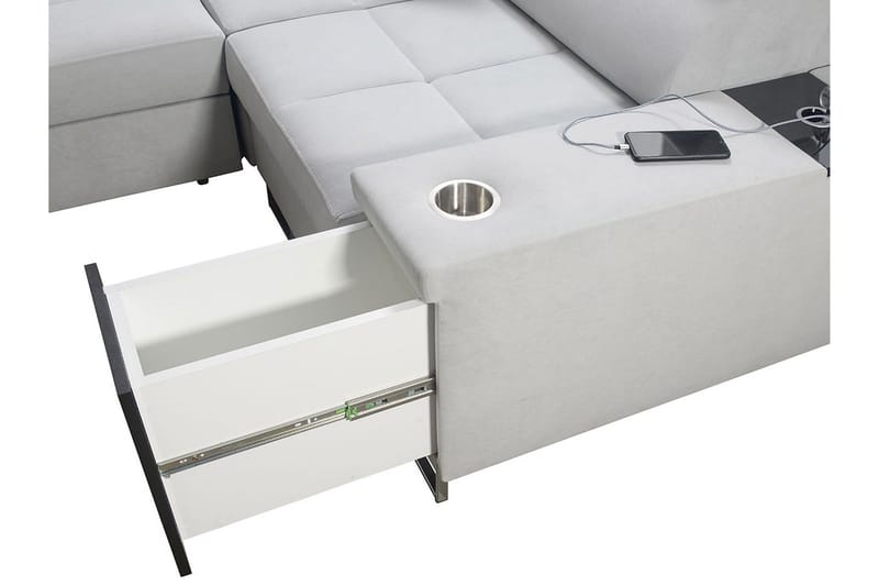 Morenia 4-seter Venstrevendt Sovesofa 127x284 cm med Oppbevaring i Stoff - Svart - Møbler - Sofaer - Sovesofaer