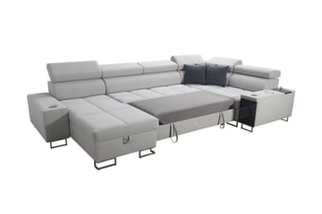 Morenia 4-seter Venstrevendt Sovesofa 127x284 cm med Oppbevaring i Stoff - Svart - Møbler - Sofaer - Sovesofaer