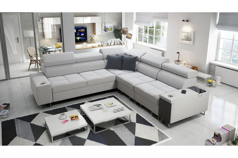 Morenia 4-seters Hjørnesovesofa Høyre - Hvit - Møbler - Sofaer - Sovesofaer