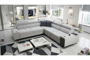 Morenia 4-seters Hjørnesovesofa Høyre - Hvit - Møbler - Sofaer - Sovesofaer