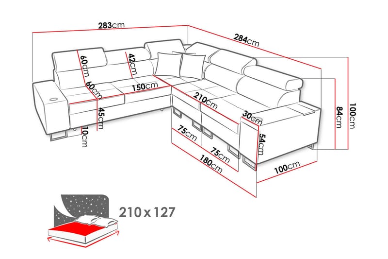 Morenia 4-seters Hjørnesovesofa Høyre - Lysegrå - Møbler - Sofaer - Sovesofaer